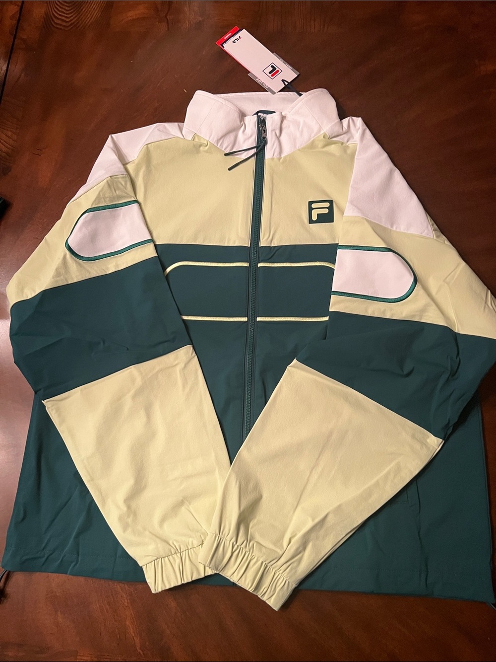 Fila Men’s Colorblock Windbreaker Jacket - Dark Teal/Light Yellow/White